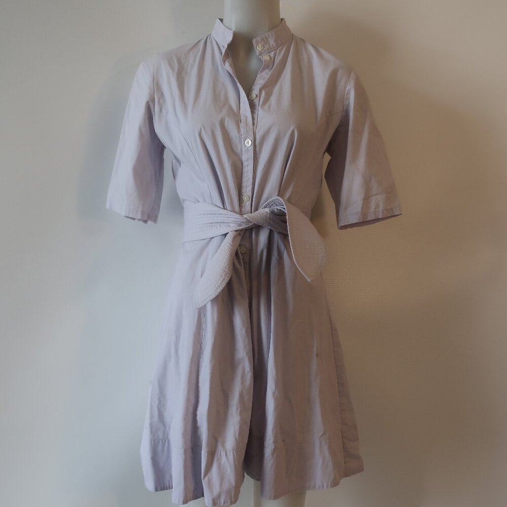 Womens BELL (Alicia Bell) Lavender Belted Short Sleeve Button Down Shirt Dress 6
